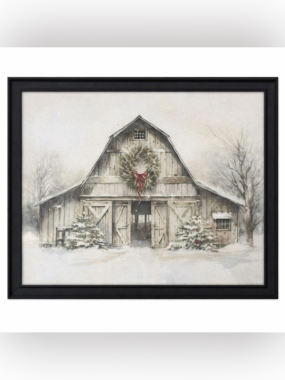 Farmhouse Winter Wonderland Landscape Framed 8x10” print